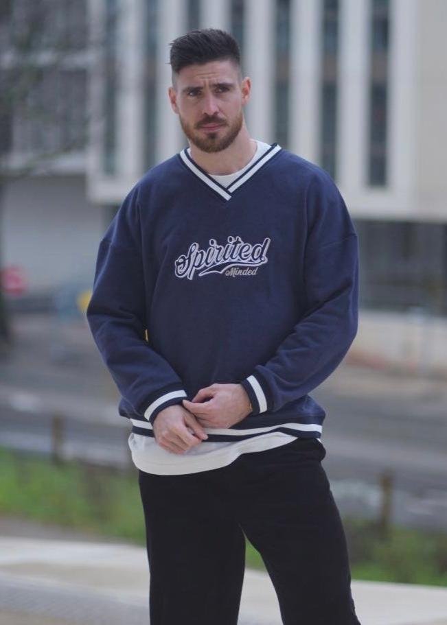 CREWNECK VARSITY OVERSIZE UNISEXE - BLEU