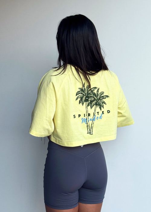 CROP TOP BRODÉ OVERSIZE SOLSTICE FLOW - JAUNE