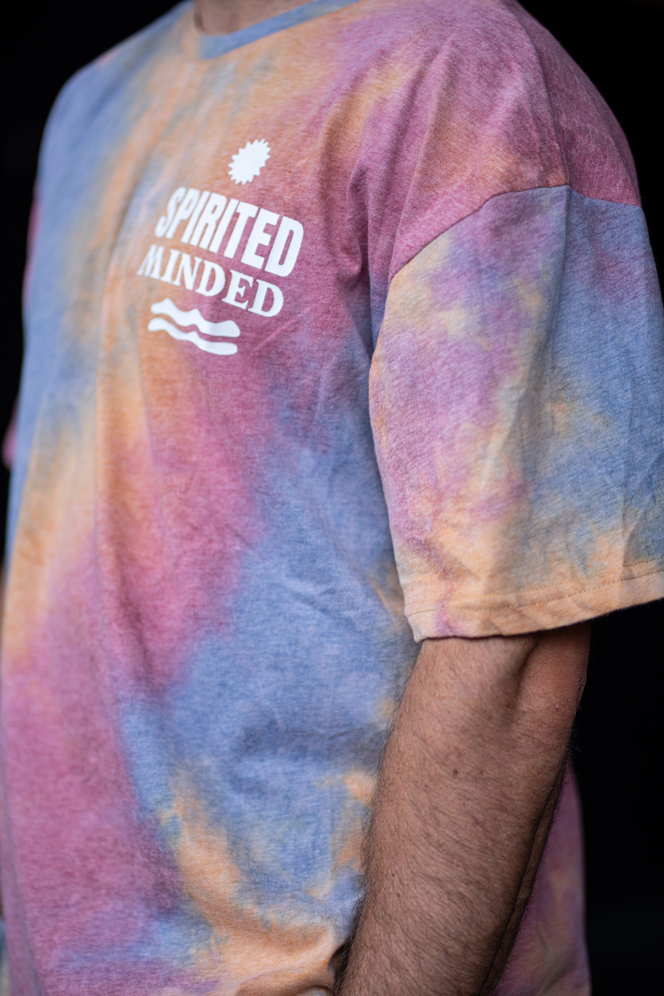 T-SHIRT OVERSIZE TIE DYE UNISEXE - ORANGE / ROSE
