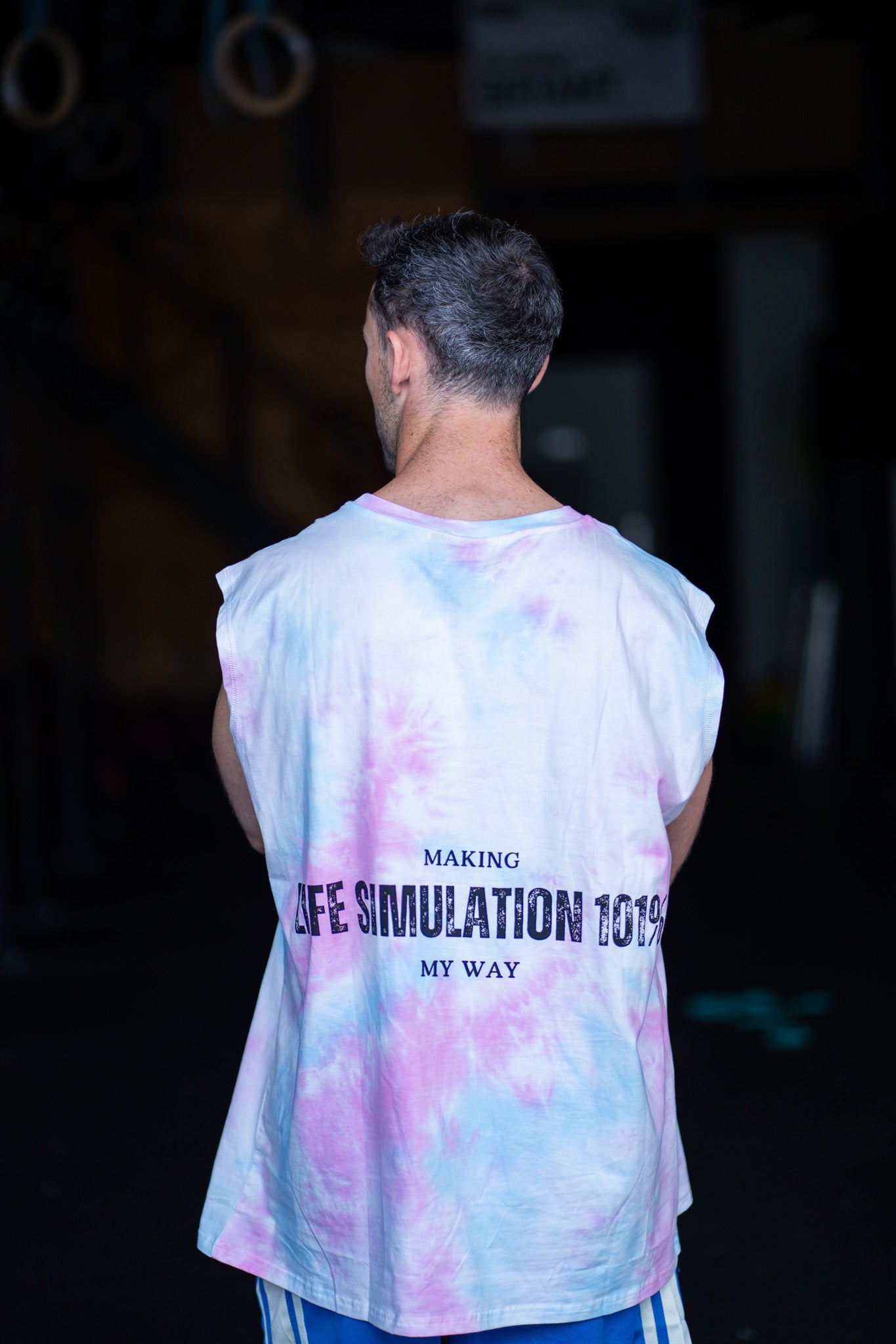 TANK OVERSIZE BANGERS - ROSE / BLEU