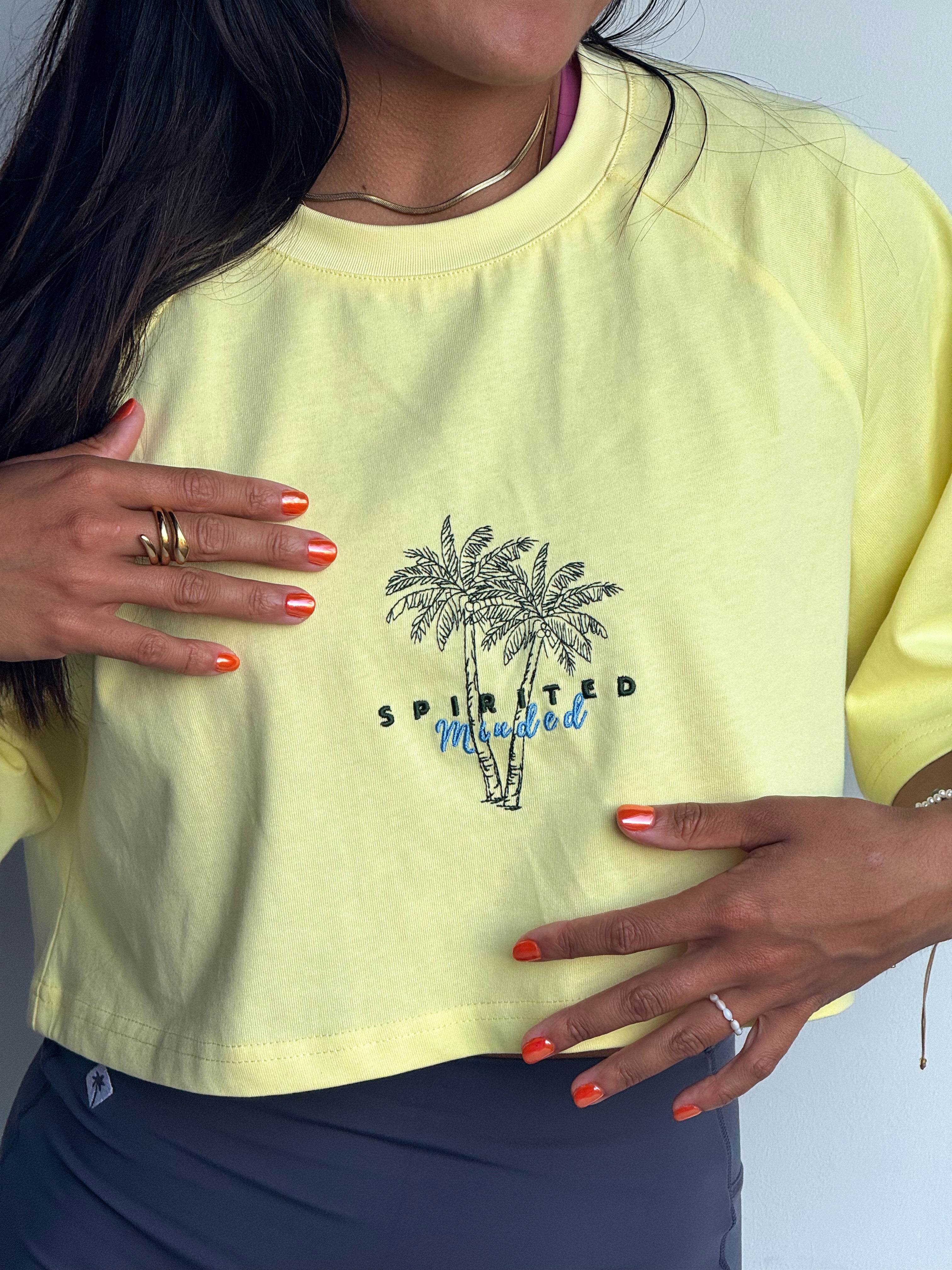 CROP TOP BRODÉ OVERSIZE SOLSTICE FLOW - JAUNE