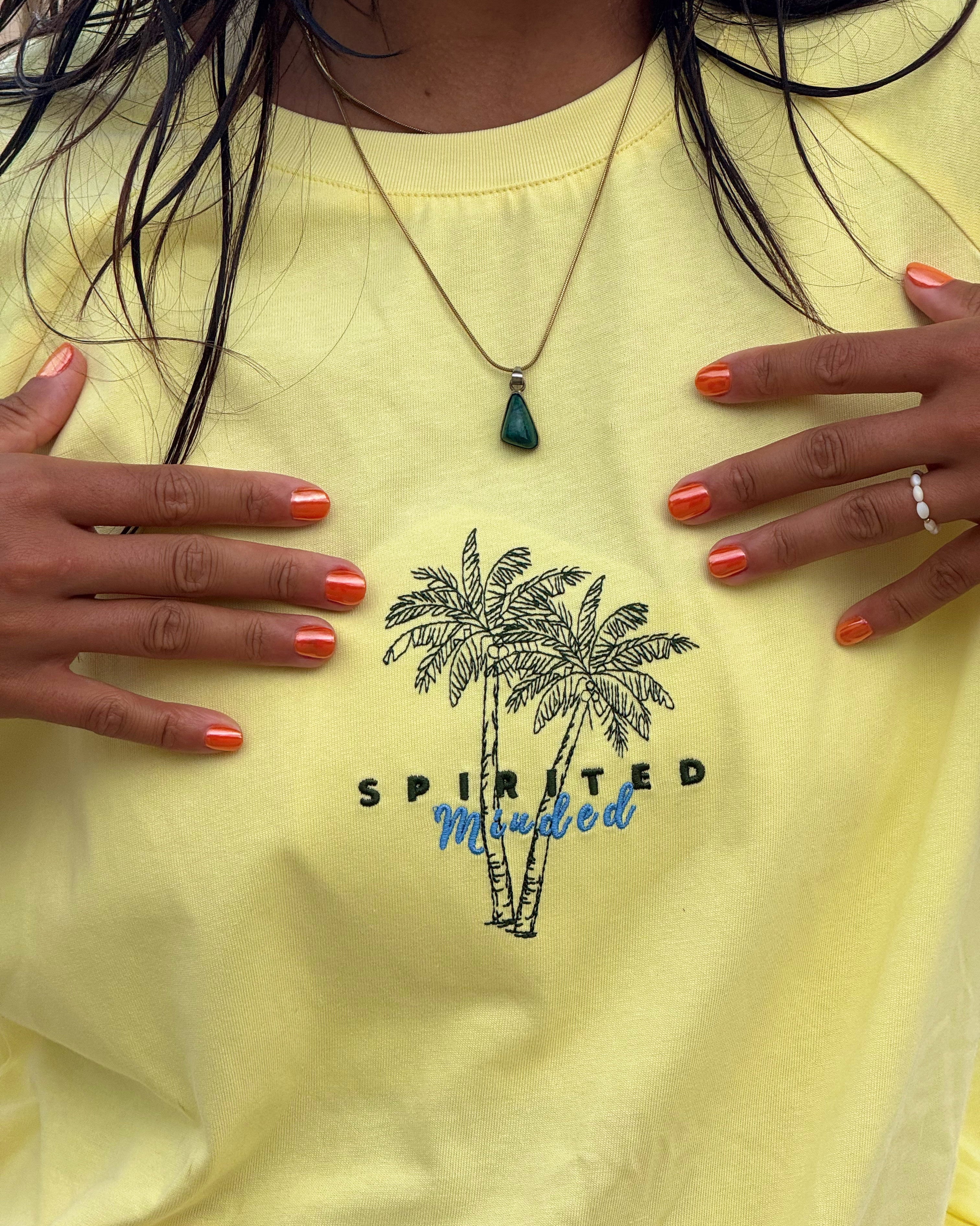 T-SHIRT BRODÉ OVERSIZE SOLSTICE FLOW - JAUNE