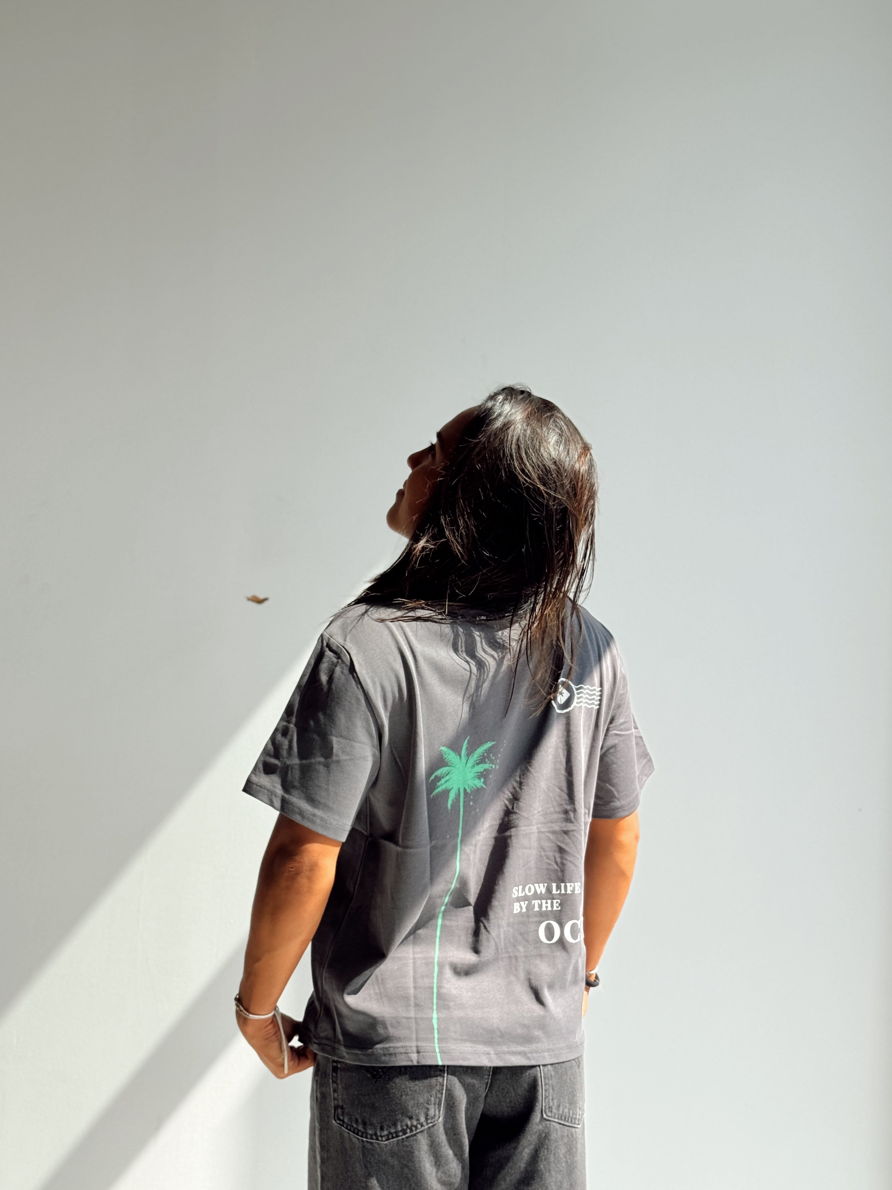 T-SHIRT BOXY "SLOW LIFE BY THE OCEAN" - UNISEXE