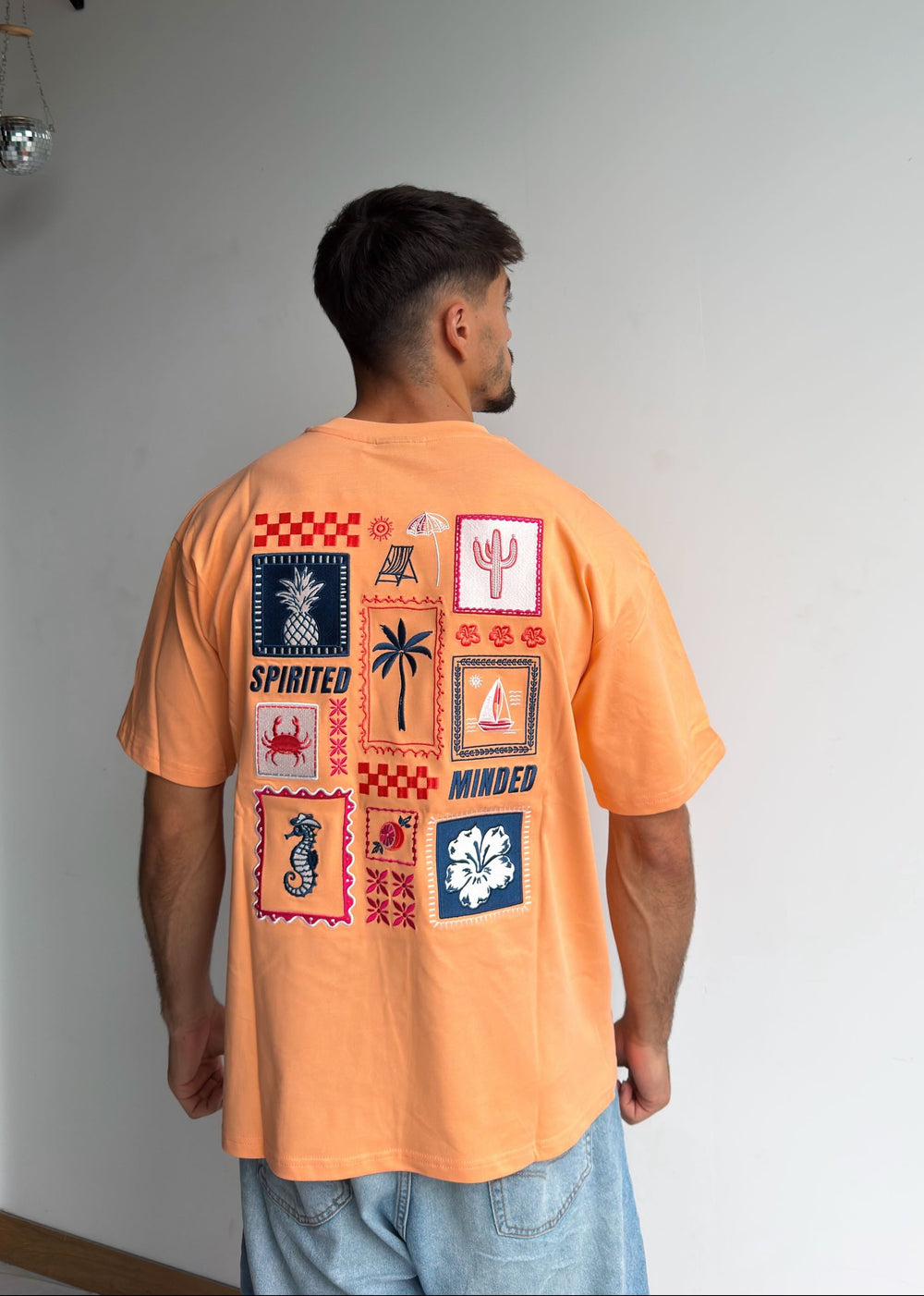 T-SHIRT BRODÉ OVERSIZE AFTERGLOW - CORAIL