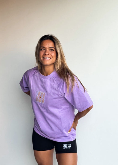 T-SHIRT BRODÉ OVERSIZE SOLSTICE FLOW - VIOLET