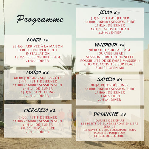 SÉJOUR SURF & FITNESS TAGHAZOUT - 10 au 16 NOVEMBRE 2025