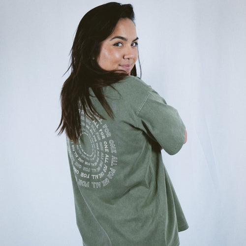 T-SHIRT UNISEXE OVERSIZE ALL FOR ONE - KAKI