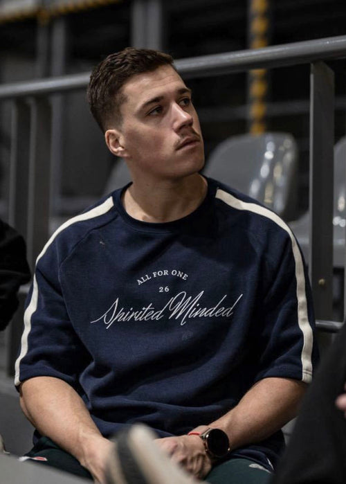T-SHIRT OVERSIZE VARSITY UNISEXE - BLEU