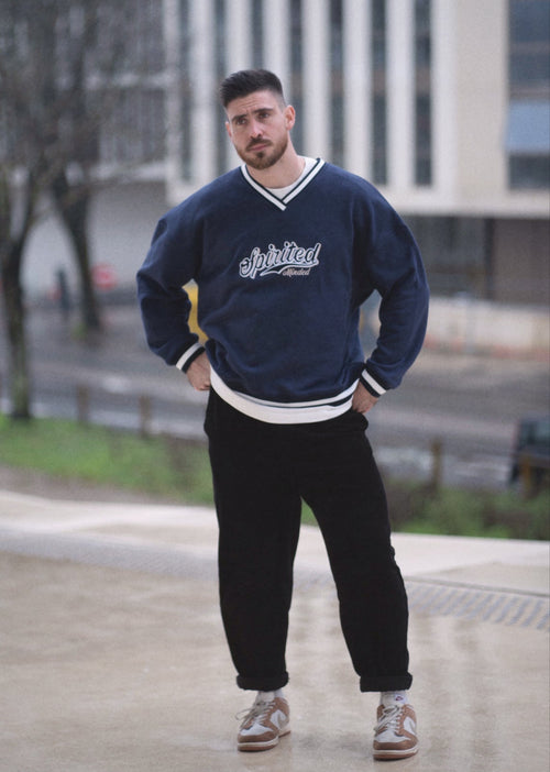 CREWNECK VARSITY OVERSIZE UNISEXE - BLEU
