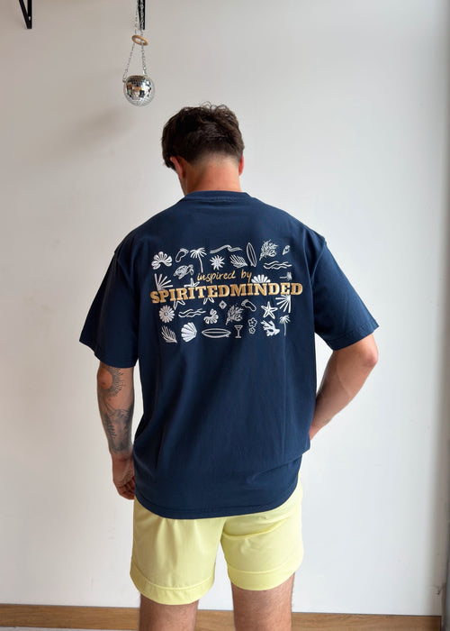 T-SHIRT BRODÉ OVERSIZE SOLSTICE FLOW - BLEU