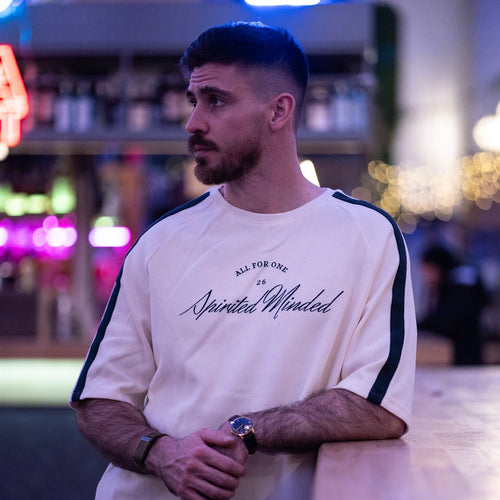 T-SHIRT OVERSIZE VARSITY UNISEXE - BEIGE