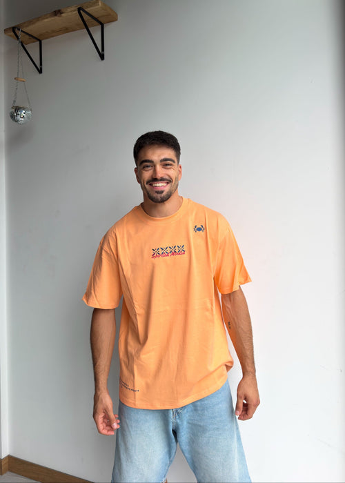 T-SHIRT BRODÉ OVERSIZE AFTERGLOW - CORAIL