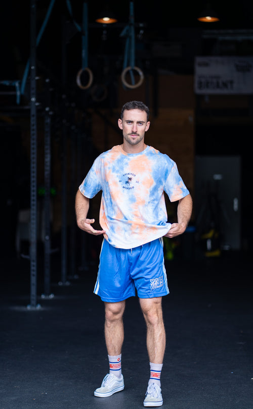 T-SHIRT OVERSIZE BANGERS UNISEXE - BLEU / ORANGE