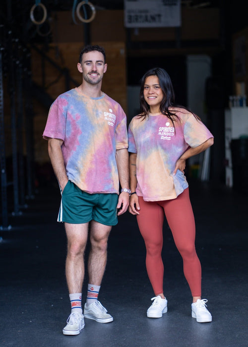 T-SHIRT OVERSIZE TIE DYE UNISEXE - ORANGE / ROSE