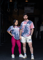 T-SHIRT OVERSIZE TIE AND DYE - GRIS/ROSE