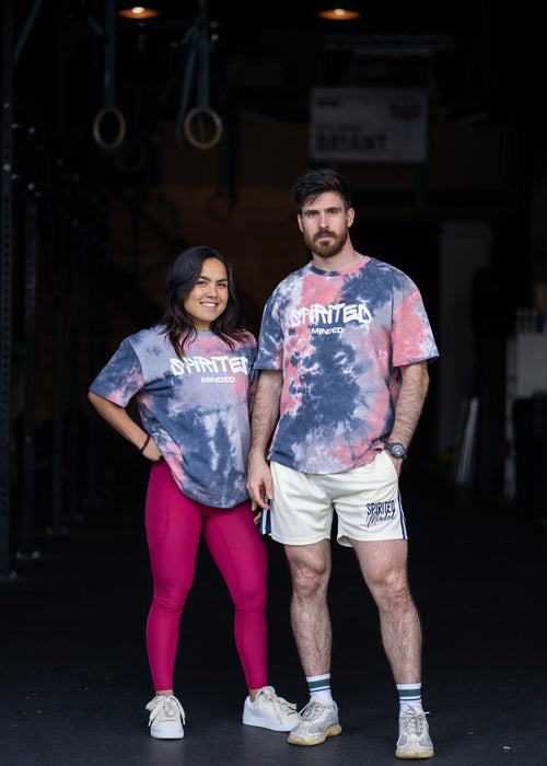 T-SHIRT OVERSIZE TIE AND DYE - GRIS/ROSE