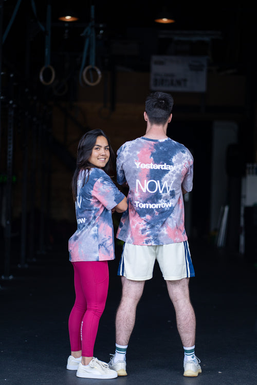 T-SHIRT OVERSIZE TIE AND DYE - GRIS/ROSE