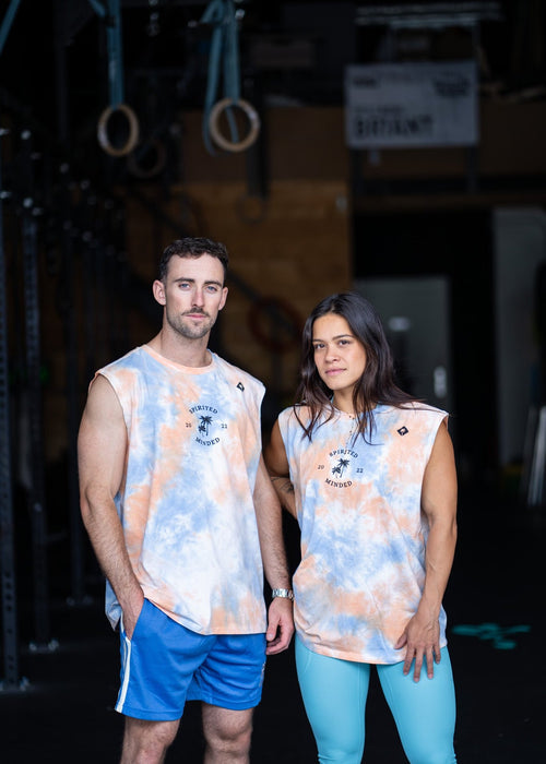 TANK OVERSIZE BANGERS - BLEU / ORANGE