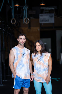 TANK OVERSIZE BANGERS - BLEU / ORANGE