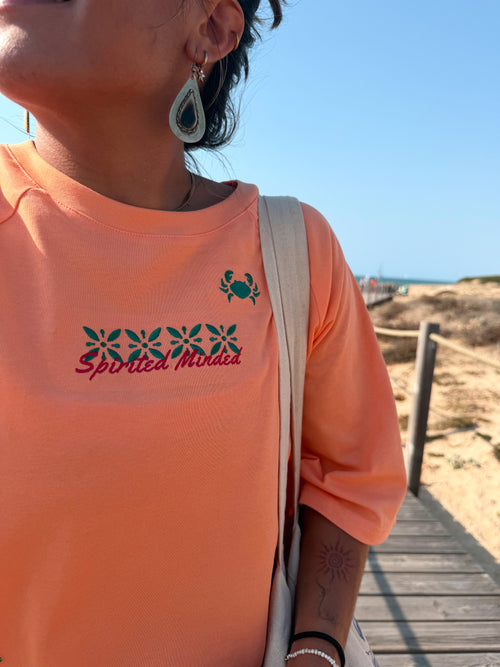 CROP TOP BRODÉ OVERSIZE AFTERGLOW - CORAIL