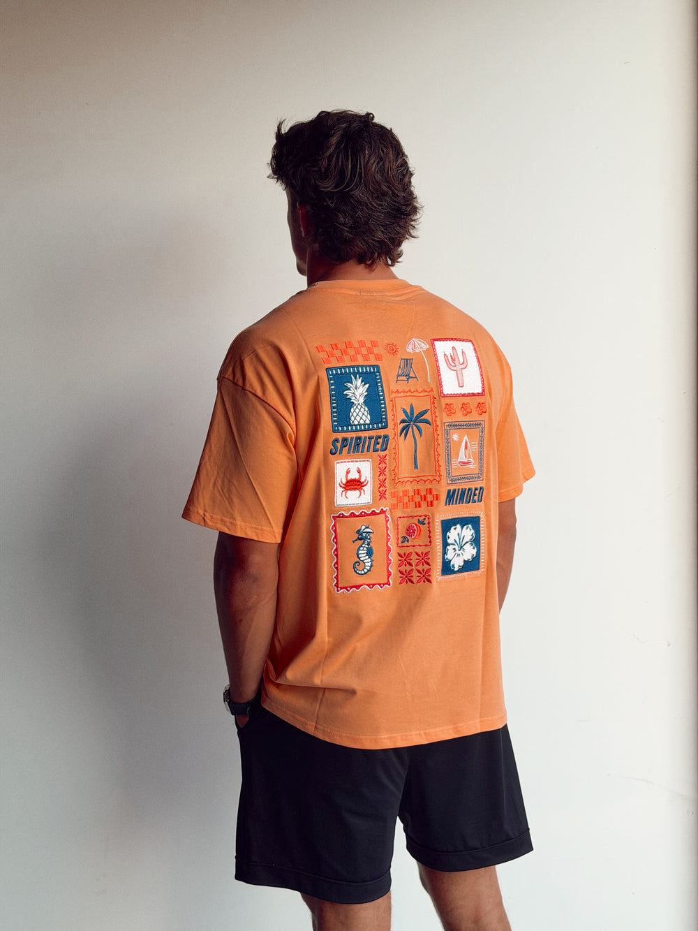 T-SHIRT BRODÉ OVERSIZE AFTERGLOW - CORAIL