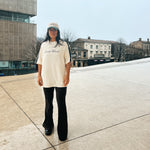 T-SHIRT OVERSIZE VARSITY UNISEXE - BEIGE