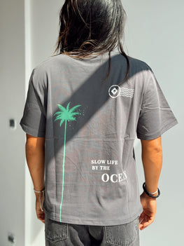 T-SHIRT BOXY "SLOW LIFE BY THE OCEAN" - UNISEXE