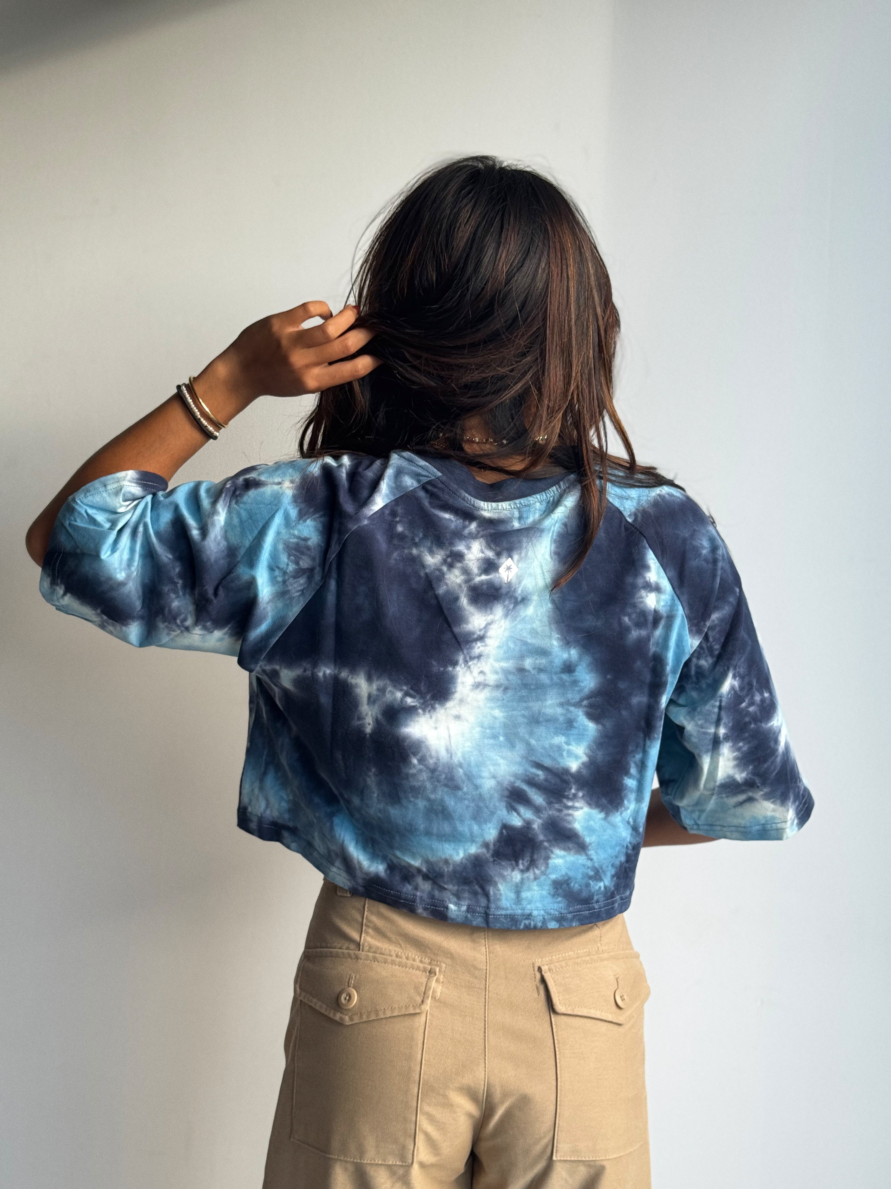 CROP TOP TIE & DYE SOLSTICE FLOW - BLEU