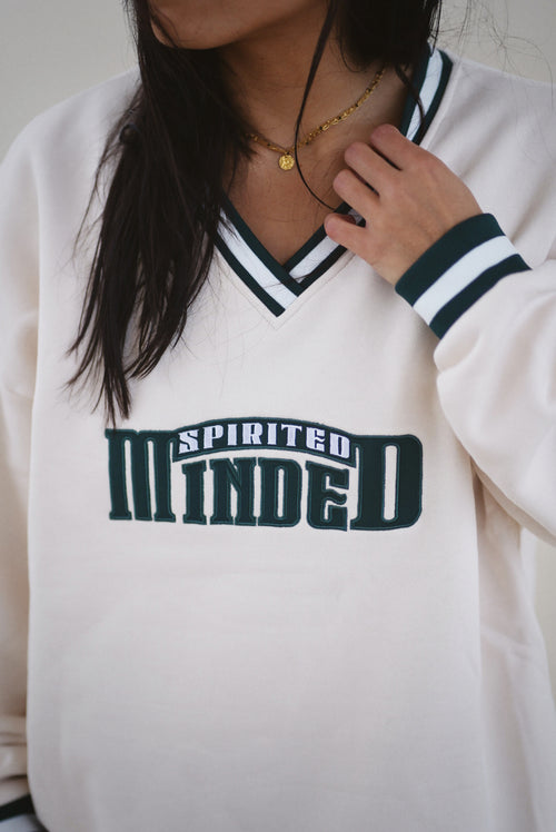 CREWNECK VARSITY OVERSIZE UNISEXE - BEIGE
